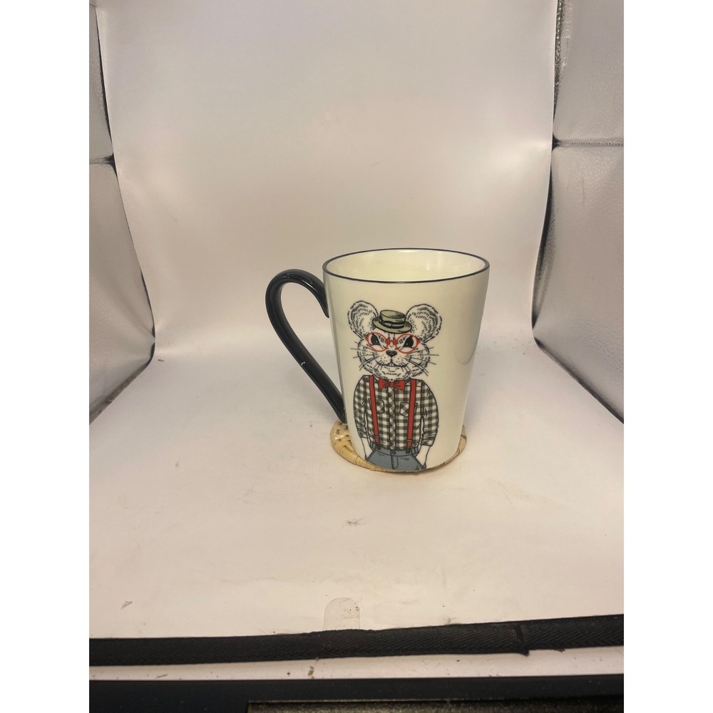 Signature Hipster Coffee Mug Mouse Cozy Fall Plaid Animal Stoneware 16.5 oz